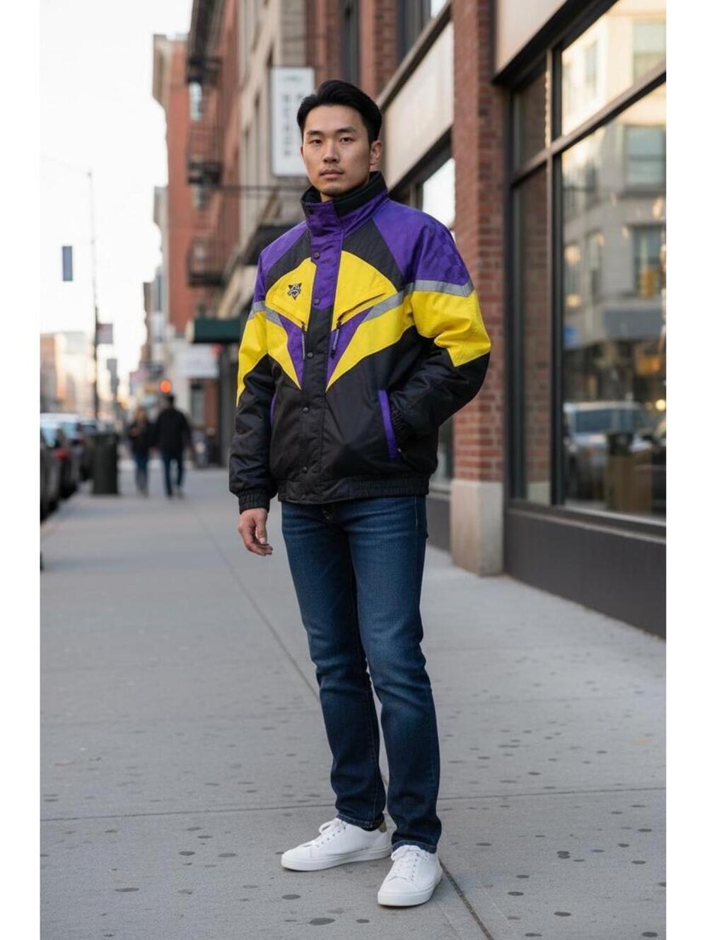 Vintage 90s Colorblock Ski Jacket | Purple, Yellow, Black